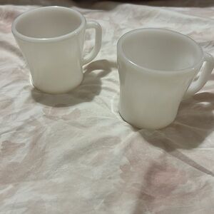Federal Milk Glass White Coffee Mug Cup D Handle Diner Set of 2